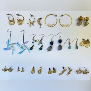 Lot of 15 Earrings Bundle, Mixed Styles, Some Oxidized / Tarnish Used Earrings